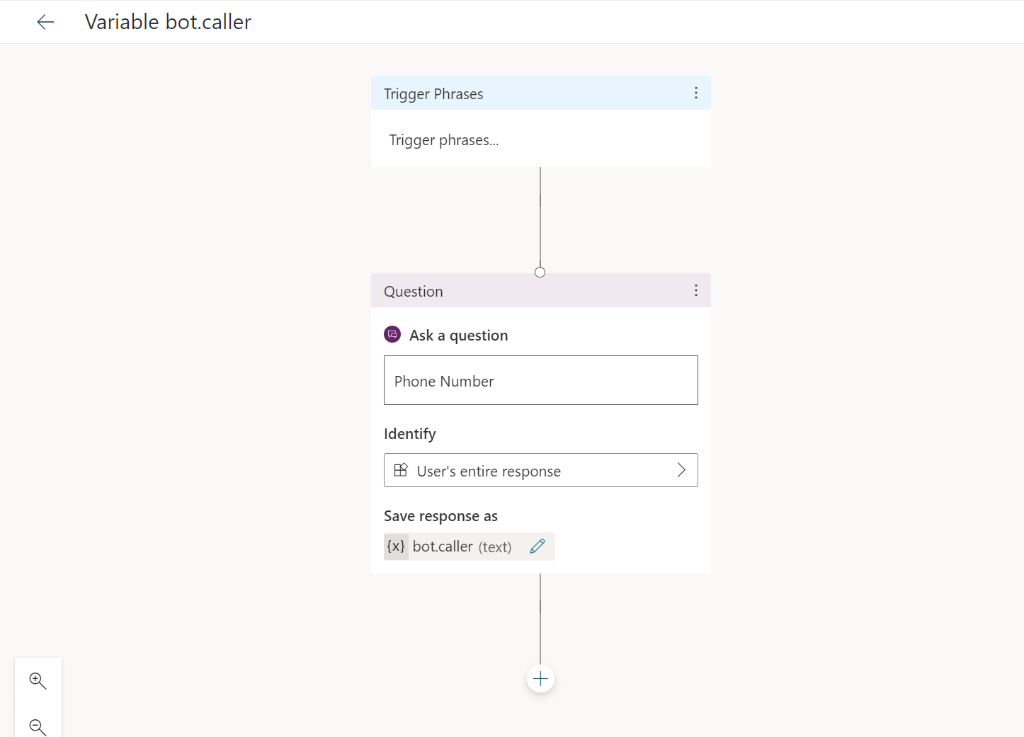 Figure 2: Create a variable bot.caller in PVA