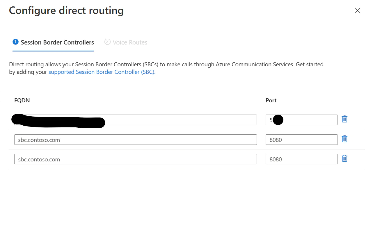 Figure 5: enter SBC FQDN and Port