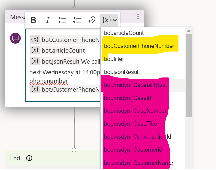 Figure 1: Available variables after installing the extensions